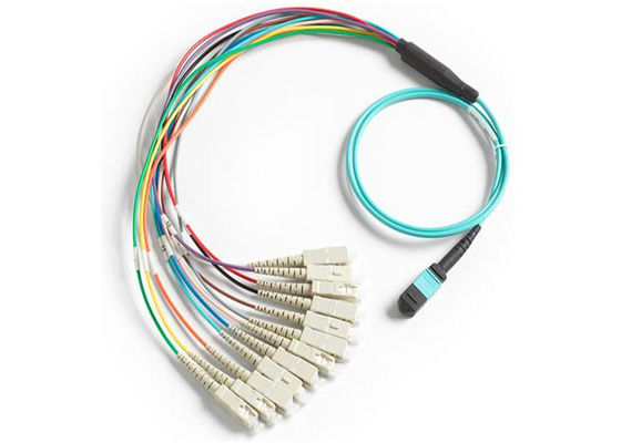 MPO 12 al cavo a fibre ottiche di modo MPO delle fibre 0.9mm Mulit dello Sc 12 di X