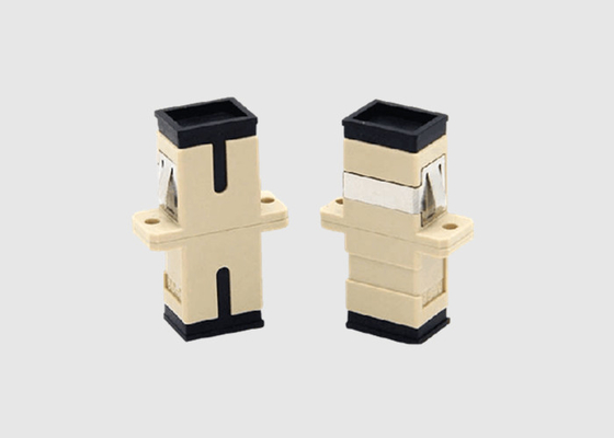 Adattatore beige del cavo a fibre ottiche dello Sc UPC di colore semplice di singolo modo con le flange
